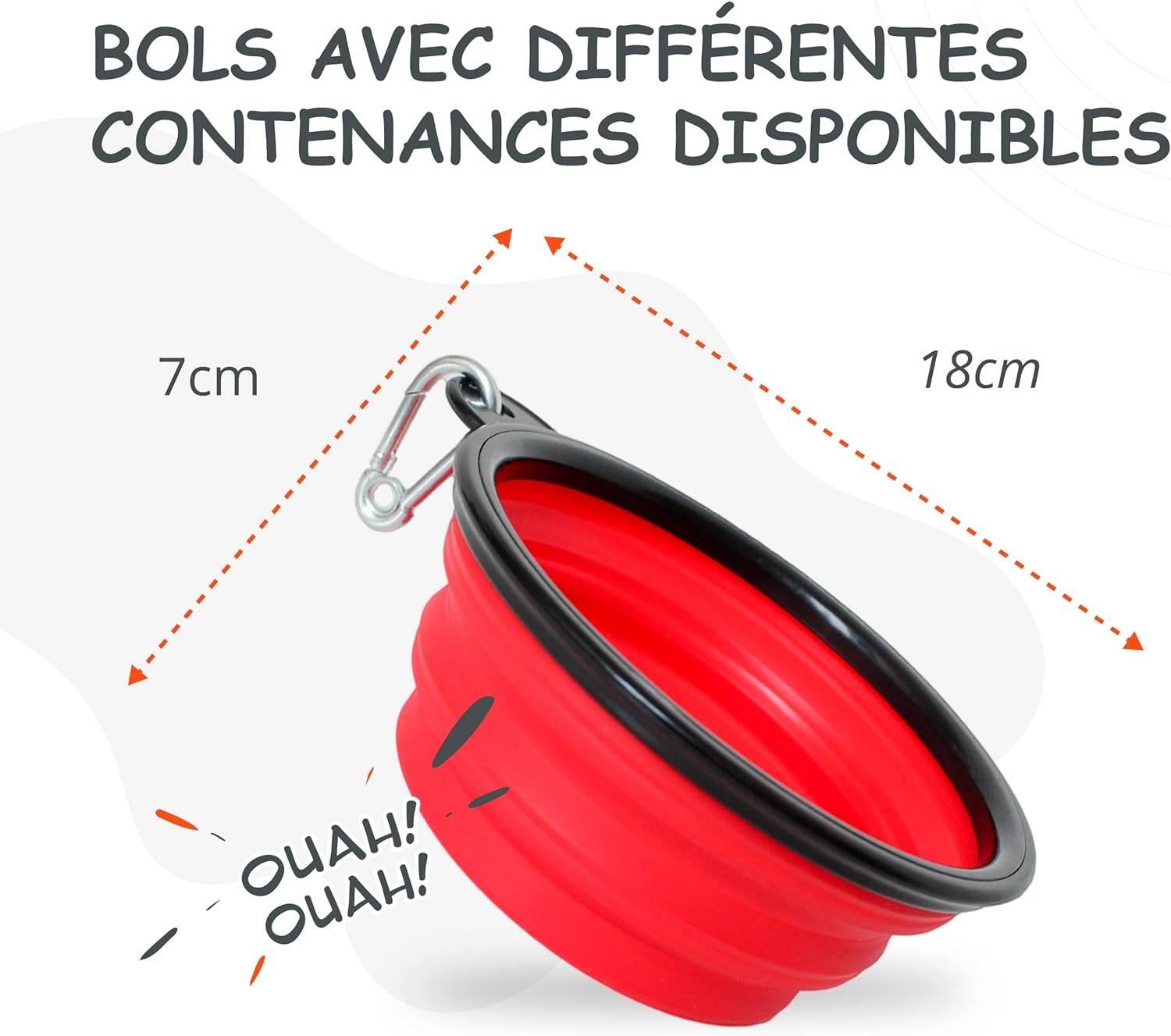 Petsation - Gamelle de voyage pliable en silicone - eau et nourriture pour chien et chat (rouge, 1000 + 350ml) - Petsation - Image 6