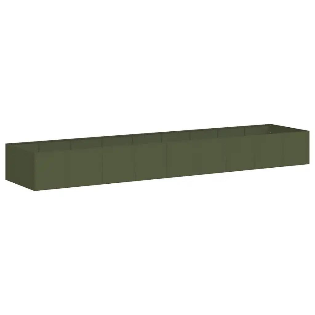 Jardinière élégante fond ouvert 360 x 80 x 40 cm espace de croissance idéal moderne en acier vert olive - Image 1