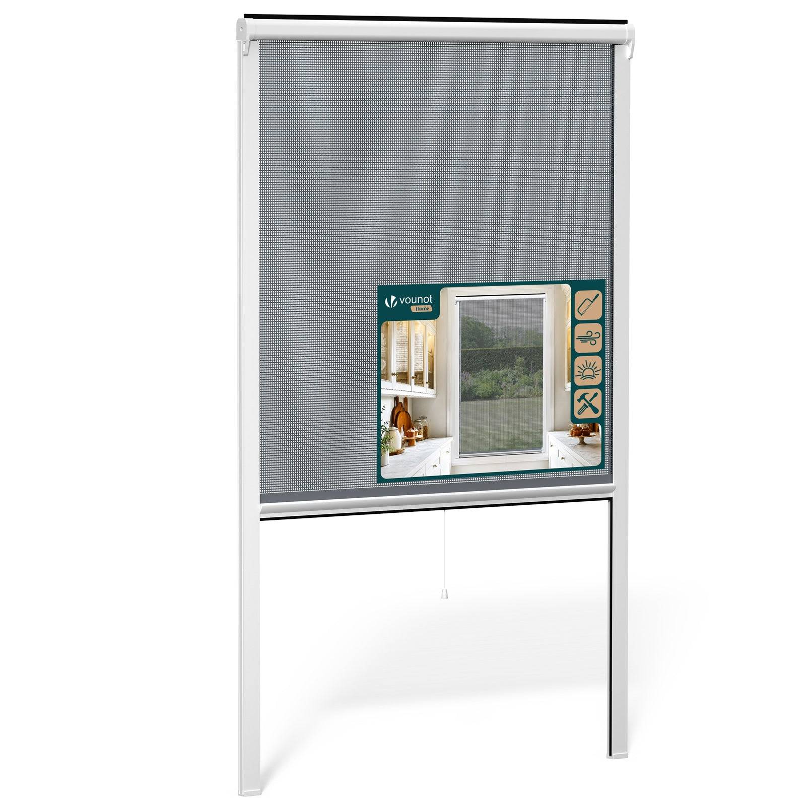 Vounot - Moustiquaire de fenêtre L100 x H160 cm  enroulable et recoupable en PVC blanc VOUNOT® - Image 1