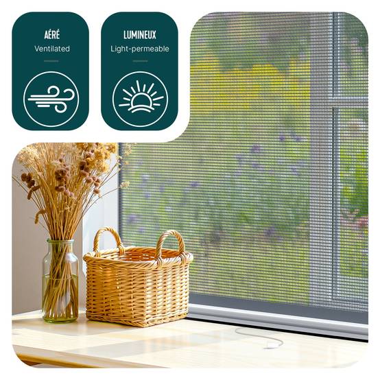 Vounot - Moustiquaire de fenêtre L100 x H160 cm enroulable et recoupable en PVC blanc VOUNOT® - Image 2