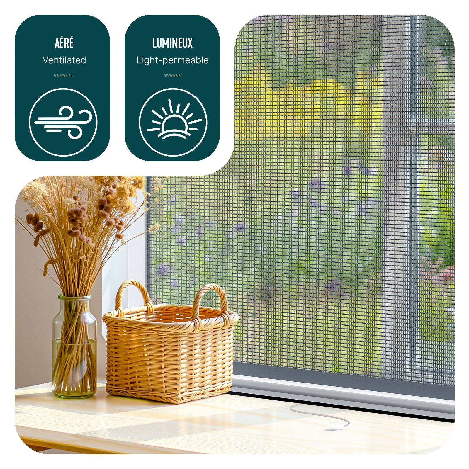 Vounot - Moustiquaire de fenêtre L100 x H160 cm  enroulable et recoupable en PVC blanc VOUNOT® - Image 2