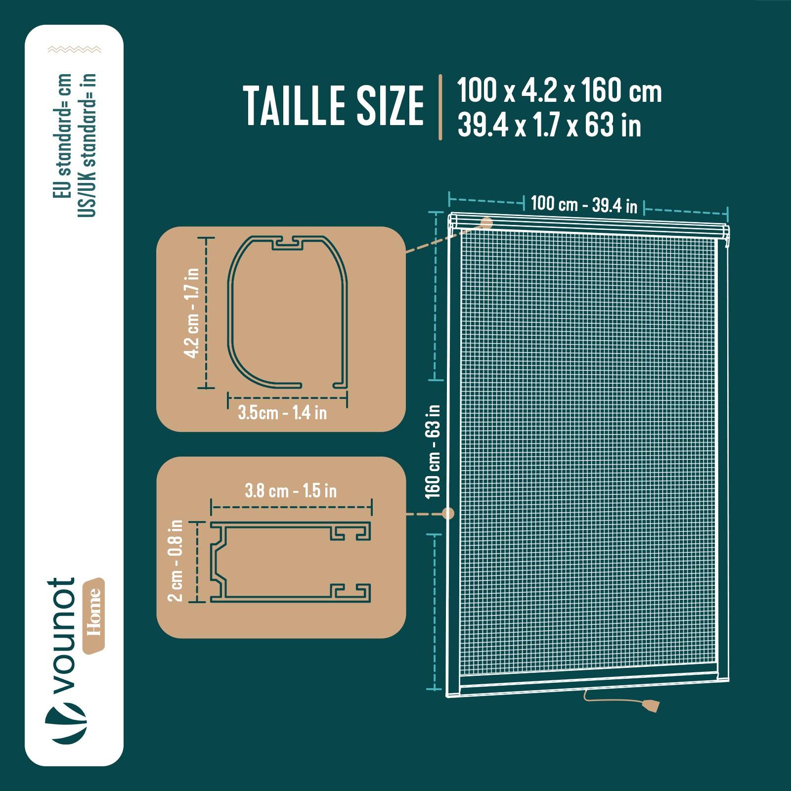 Vounot - Moustiquaire de fenêtre L100 x H160 cm  enroulable et recoupable en PVC blanc VOUNOT® - Image 3