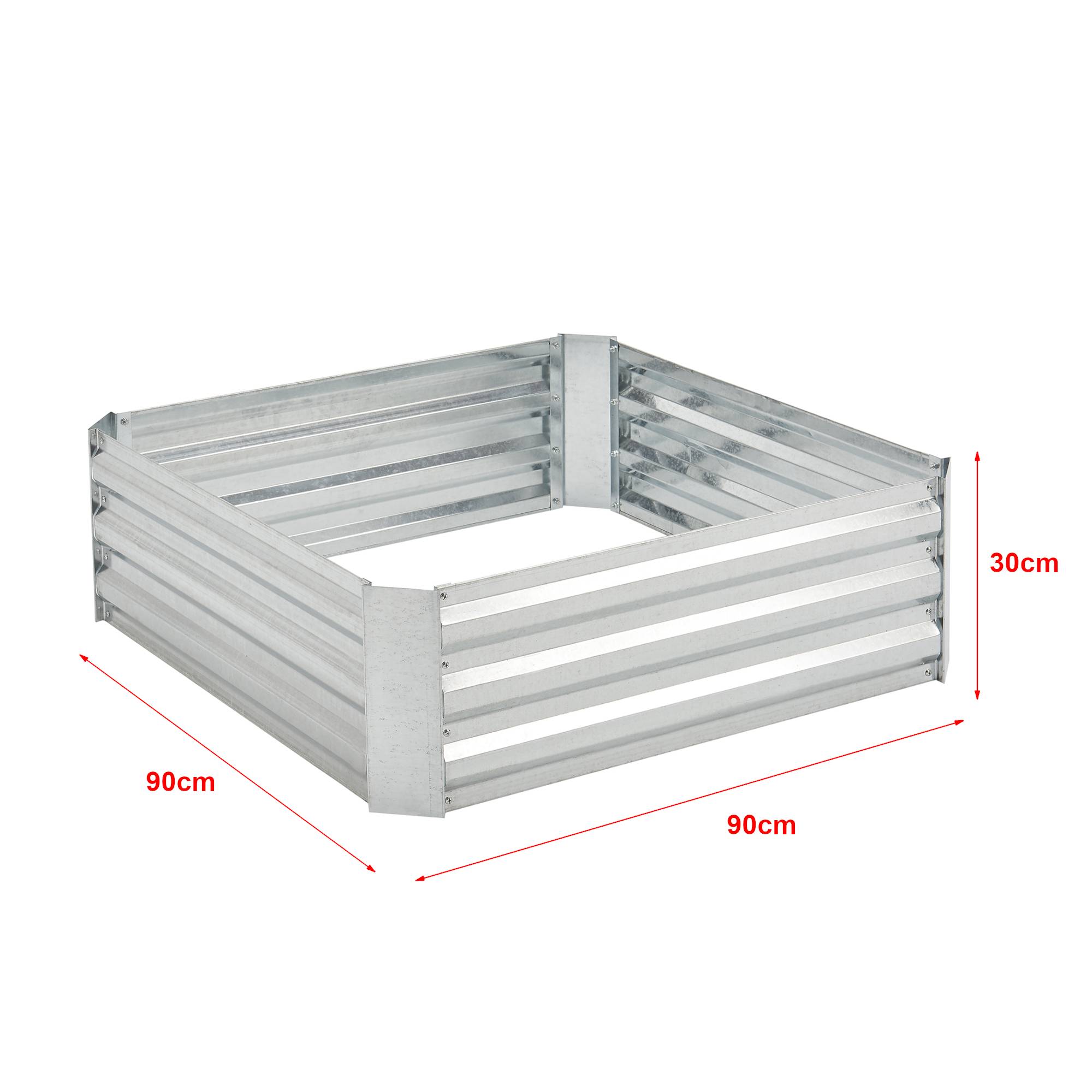 Carré potager Barneveld cadre sans fond en acier 90 x 90 x 30 cm argenté [en.casa] - Image 3