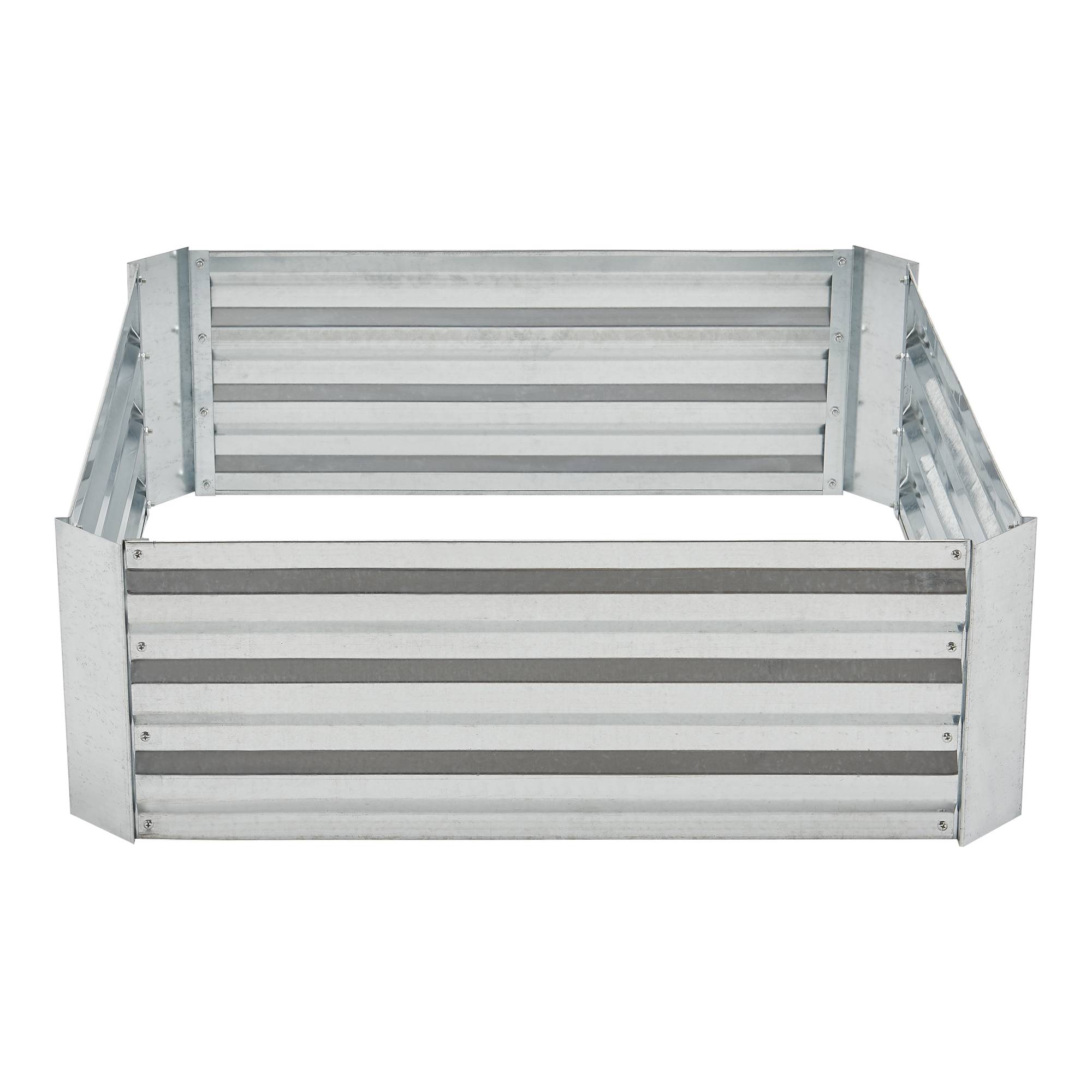 Carré potager Barneveld cadre sans fond en acier 90 x 90 x 30 cm argenté [en.casa] - Image 4
