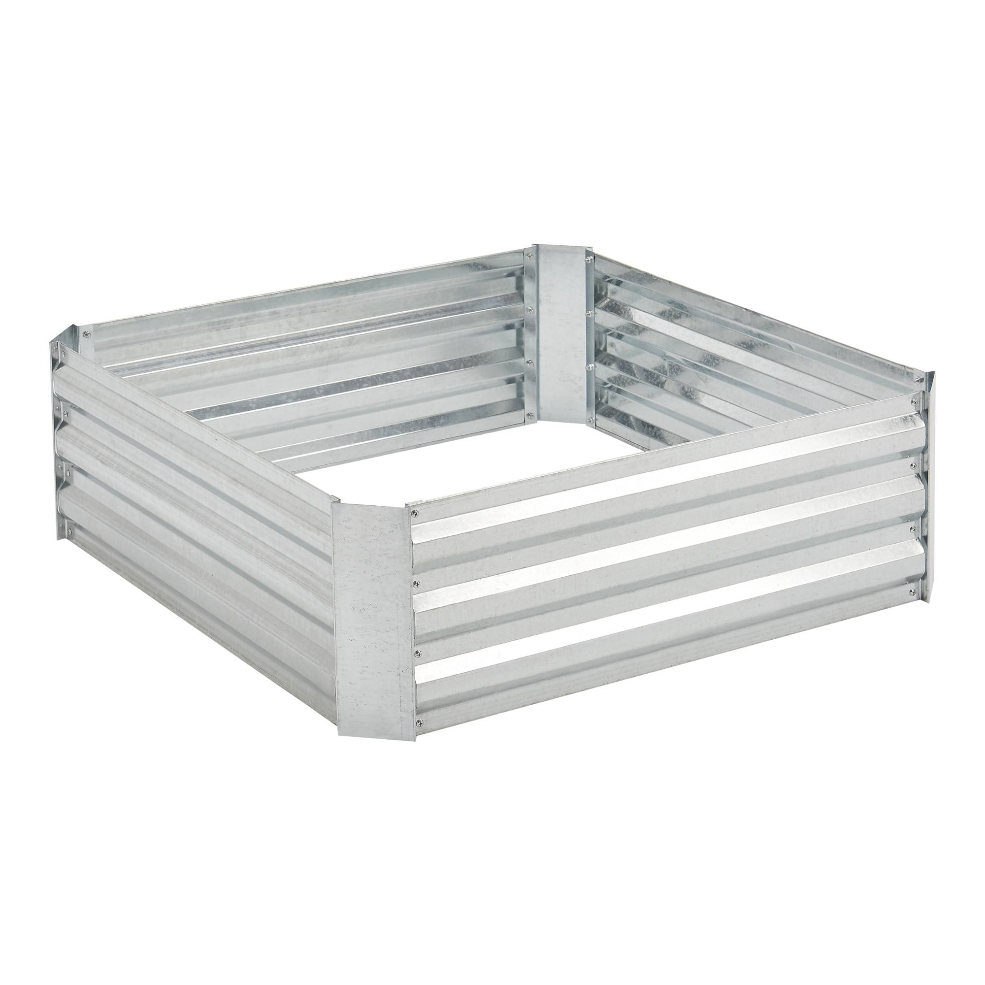 Carré potager Barneveld cadre sans fond en acier 90 x 90 x 30 cm argenté [en.casa] - Image 1