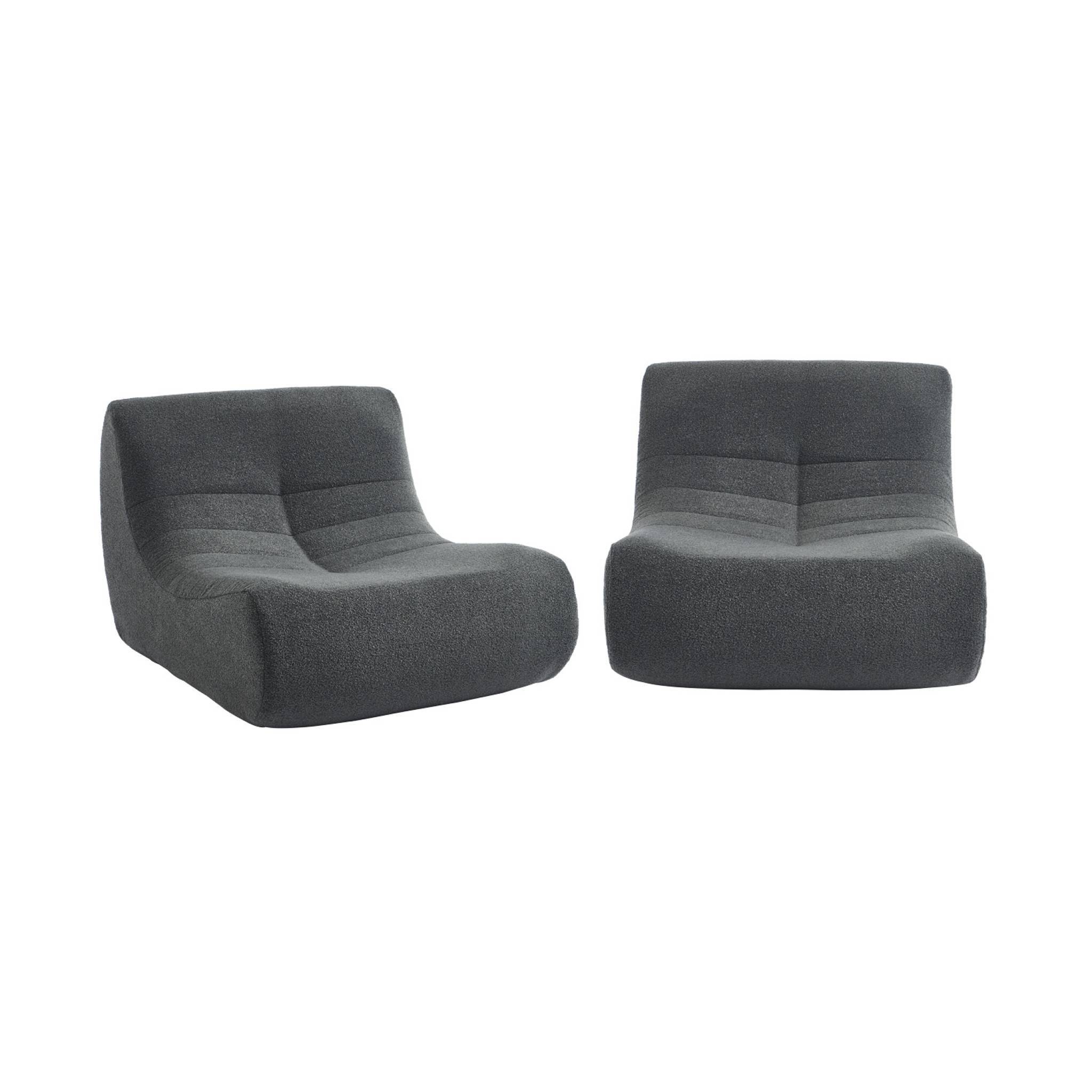 sweeek - Lot de 2 fauteuils chauffeuses en bouclette texturée anthracite style contemporain 1 place | sweeek - Image 2