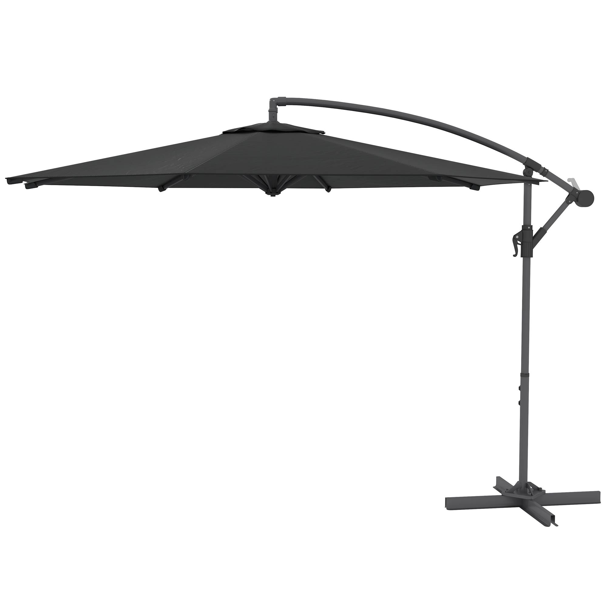 Parasol déporté octogonal rabattable diamètre 3 m parasol de jardin avec pied en croix noir fr322 - Image 2