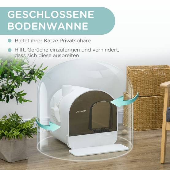 Maison de toilette plastique pour chats 5kg avec tapis anti-projections et filtre blanc - ComfortXL Outdoor Living - Image 7