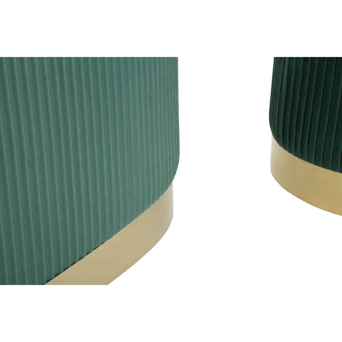 Paris Prix - Banc Coffre & 2 Poufs "Shopy" 80cm Vert & Or - Image 4