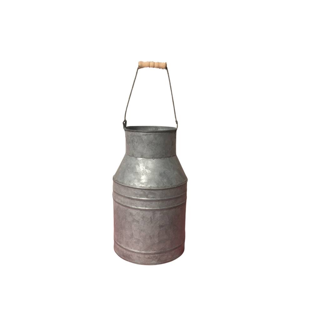Pot à lait ancien décoratif jardin extérieur zinc gris 24 x 14 cm Chemin de campagne - Image 1