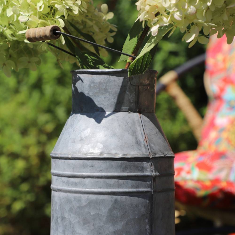 Pot à lait ancien décoratif jardin extérieur zinc gris 24 x 14 cm Chemin de campagne - Image 3