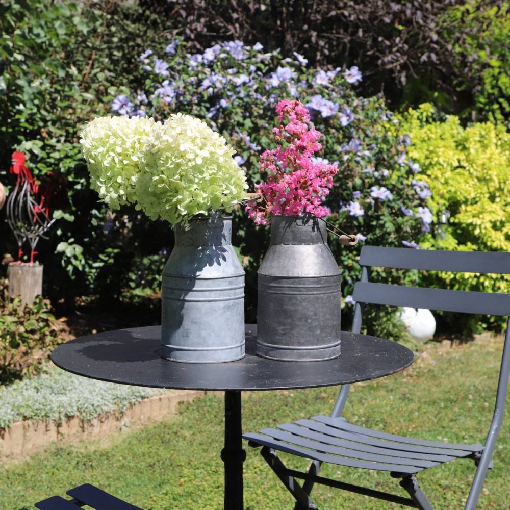 Pot à lait ancien décoratif jardin extérieur zinc gris 24 x 14 cm Chemin de campagne - Image 2