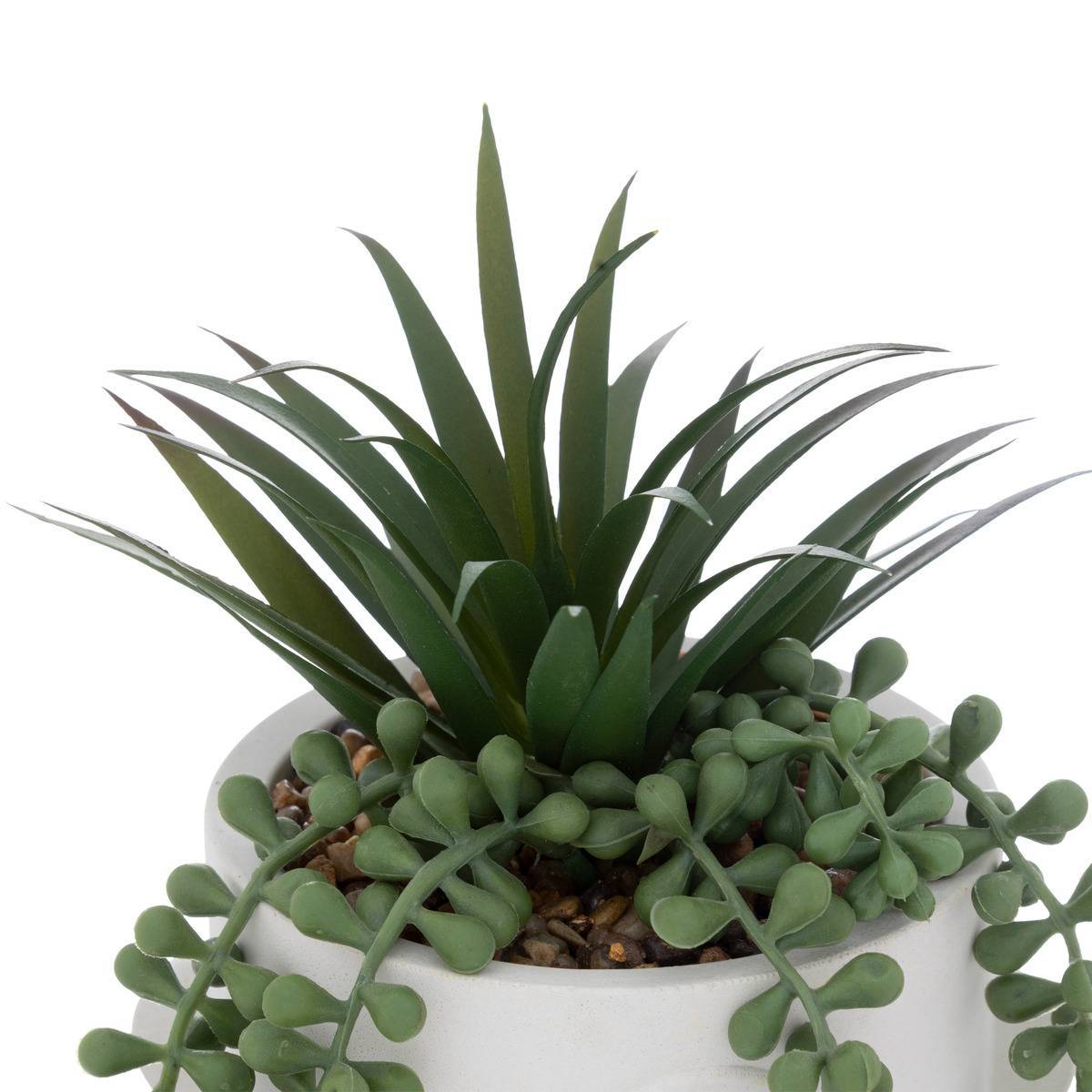 Atmosphera - Plante artificielle en pot en ciment H25cm blanc - Atmosphera Créateur d'intérieur - Image 2