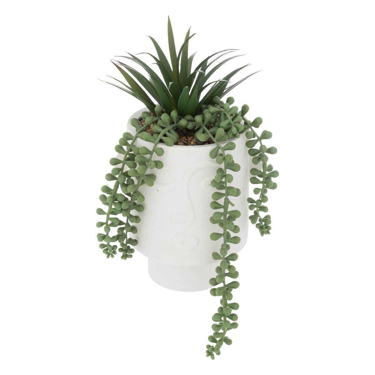 Atmosphera - Plante artificielle en pot en ciment H25cm blanc - Atmosphera Créateur d'intérieur - Image 1