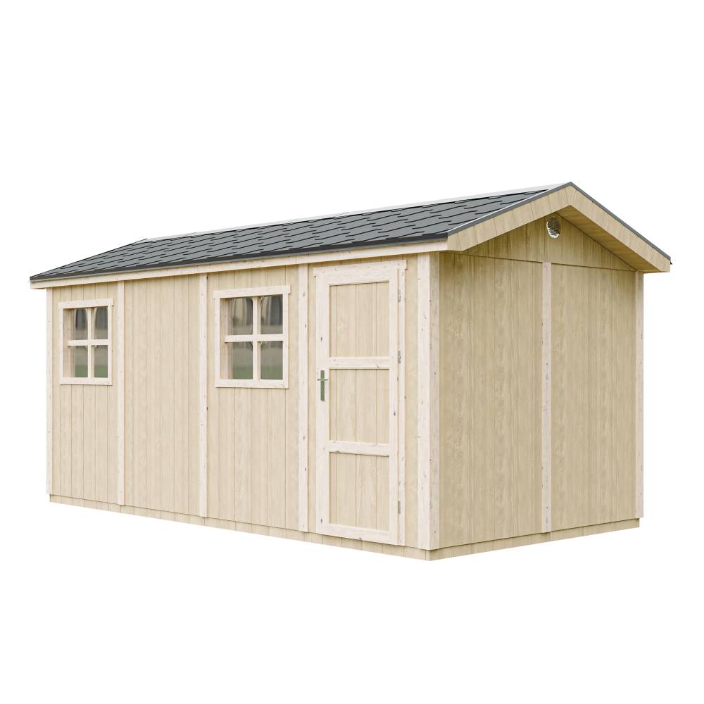 Timbela - Abri de Jardin Qualité Premium 8.52 + 2.95 m² - H252x250x530 cm avec un sol et des bardeaux bitumineuxs - Timbela M915C - Image 3