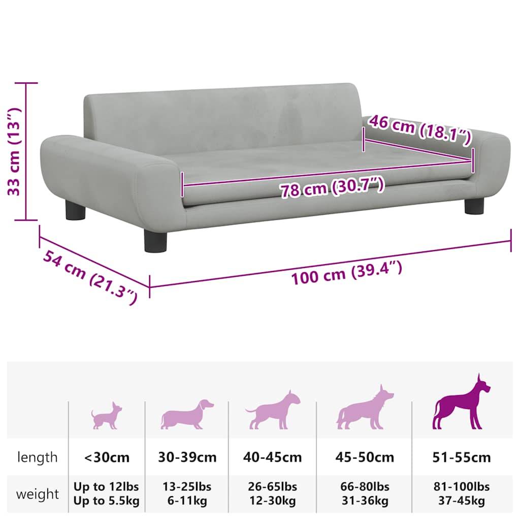 Vidaxl - Lit pour chien gris clair 100x54x33 cm velours vidaXL 171982 - Image 3