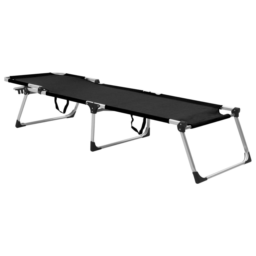 Helloshop26 - Transat chaise longue bain de soleil lit de jardin terrasse meuble d'extérieur pliable extra haute pour seniors aluminium noir - Image 2