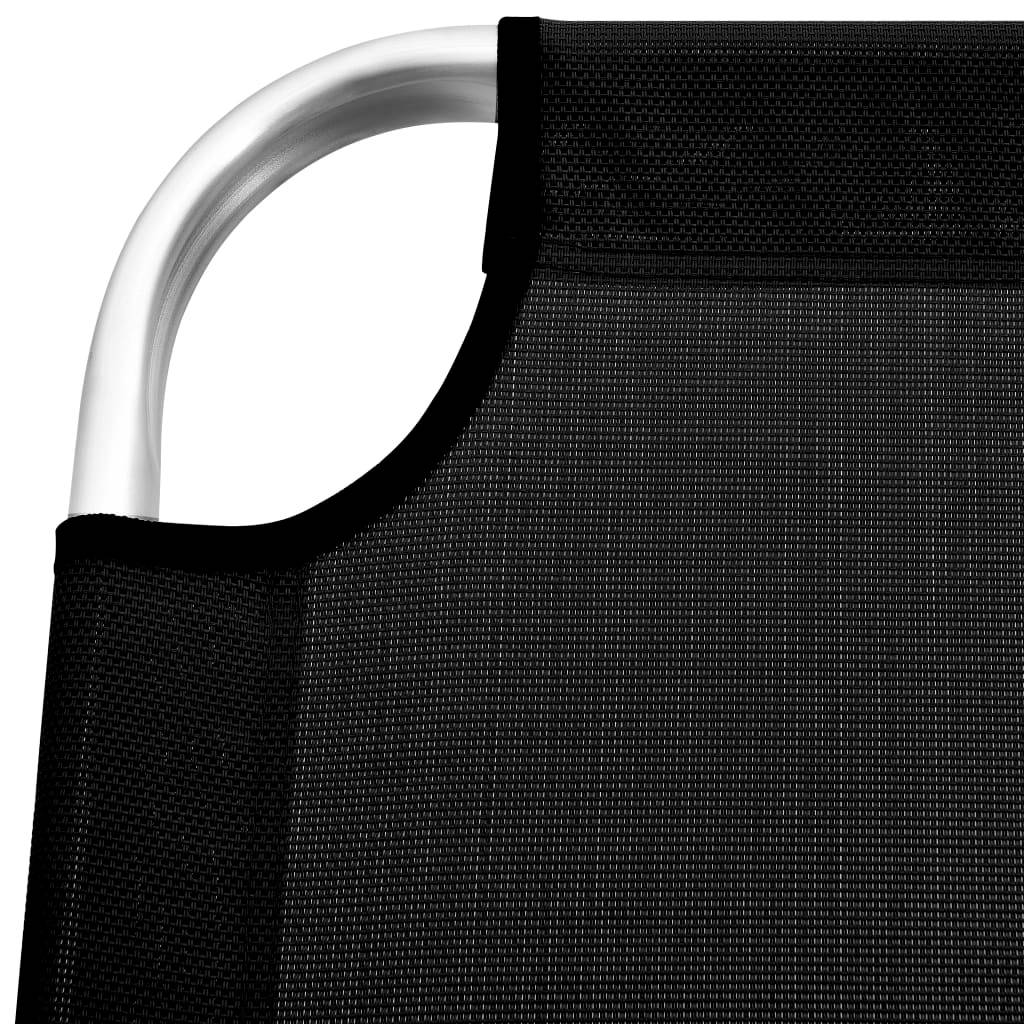 Helloshop26 - Transat chaise longue bain de soleil lit de jardin terrasse meuble d'extérieur pliable extra haute pour seniors aluminium noir - Image 6