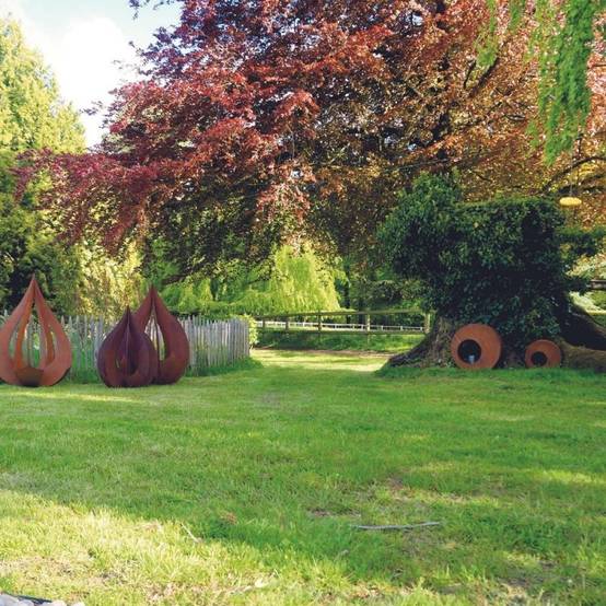 Déco jardin bulle métal rouillé - Rouille 40 cm - Jardinex - Image 3