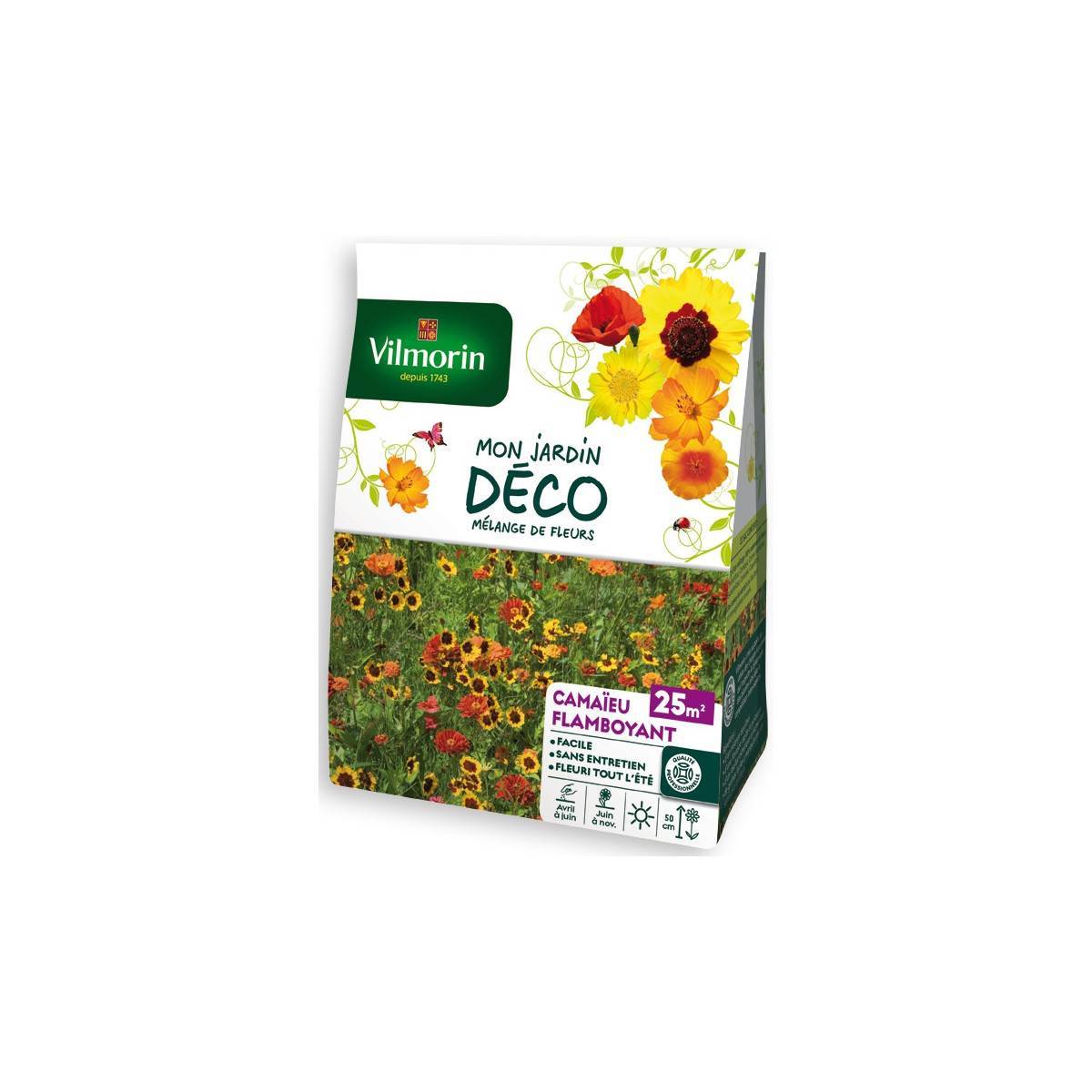 Vilmorin - Sachet graines Mélange de fleurs Camaïeu Flamboyant 25m2