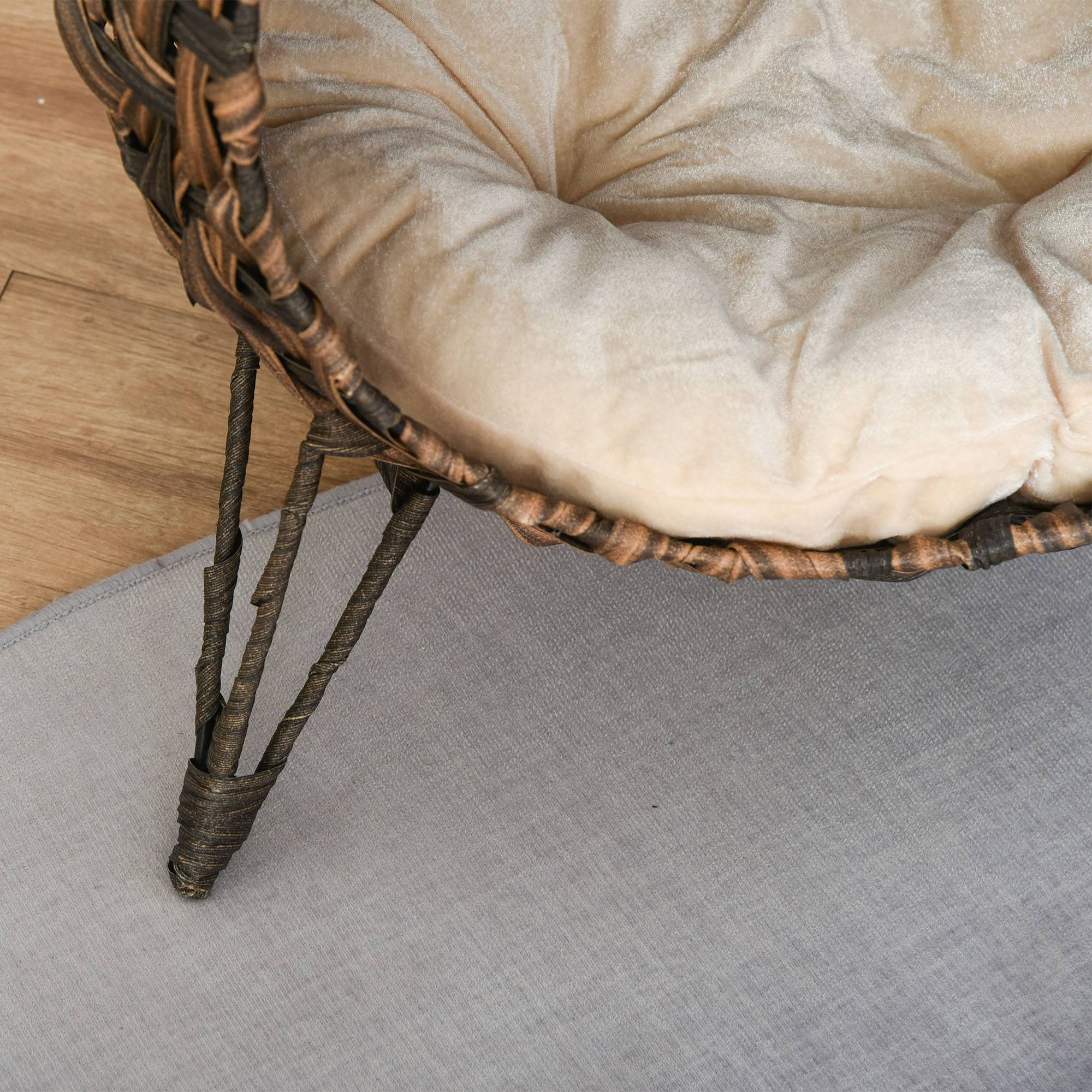 Sans Marque - Maison Rotin avec coussin couchage chat cachette pieds surélevés Brun Ø52x58cm - Image 10