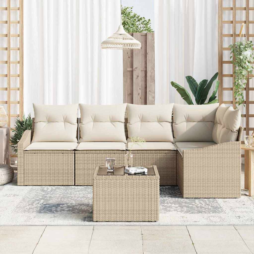 Vidaxl - Ensemble de canapé de jardin 6 pcs Beige et crème polyrotin vidaXL 3355400 - Image 4