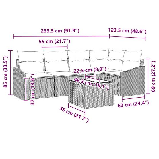 Vidaxl - Ensemble de canapé de jardin 6 pcs Beige et crème polyrotin vidaXL 3355400 - Image 3