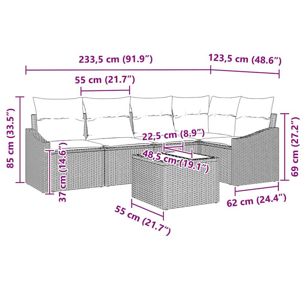 Vidaxl - Ensemble de canapé de jardin 6 pcs Beige et crème polyrotin vidaXL 3355400 - Image 3