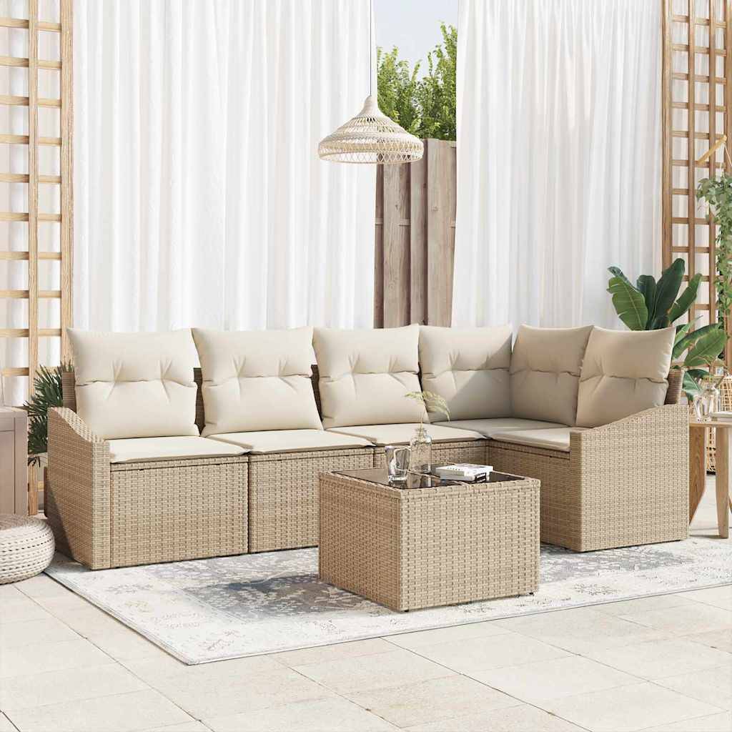 Vidaxl - Ensemble de canapé de jardin 6 pcs Beige et crème polyrotin vidaXL 3355400 - Image 1