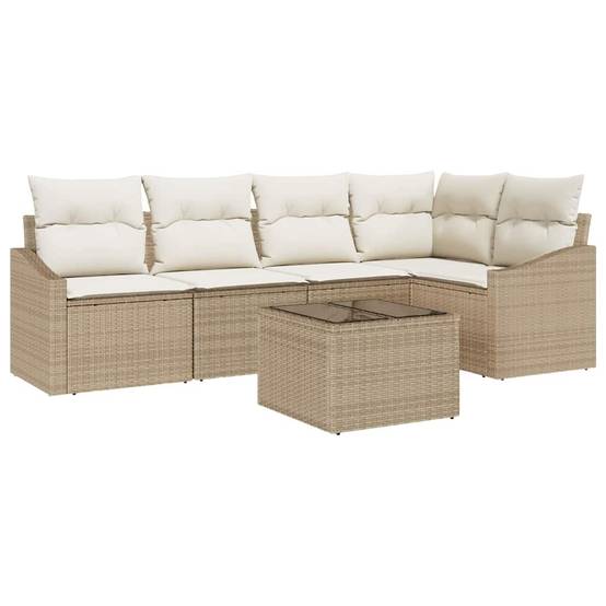 Vidaxl - Ensemble de canapé de jardin 6 pcs Beige et crème polyrotin vidaXL 3355400 - Image 2