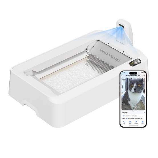 PETKIT Purobot Crystal Duo – Litière autonettoyante pour chat avec caméra IA, design ouvert, suivi de santé et double désodorisation - Image 1