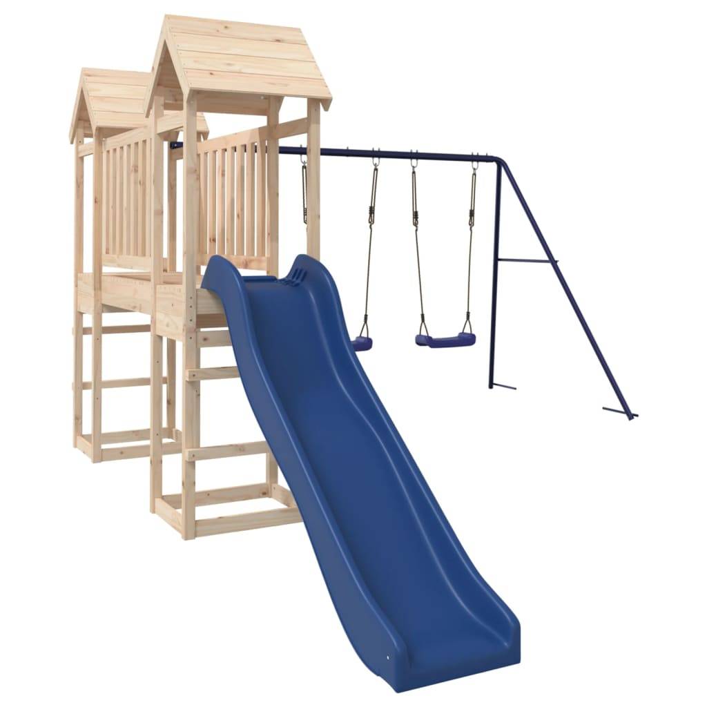 Helloshop26 - Aire de jeux d'extérieur balançoires toboggan portiques robuste jeux jardin 308 x 393 x 194 cm bois de pin massif - Image 1