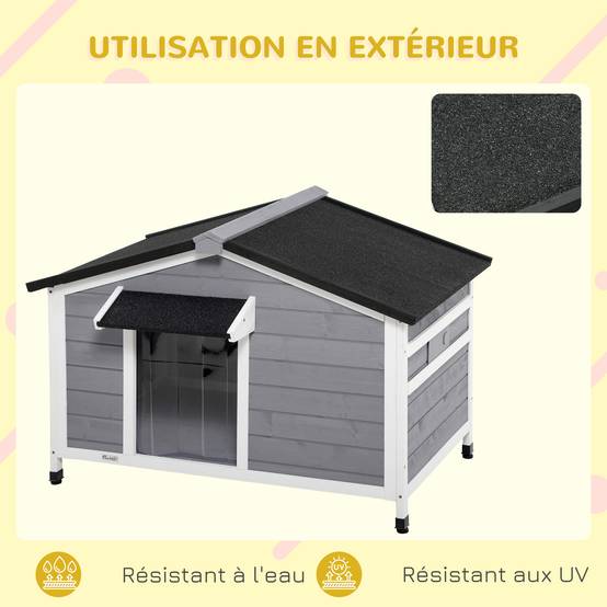 Niche chien extérieur Bois sapin Cottage Fenêtres Toit ouvrant 109x79x72cm Gris - ComfortXL Outdoor Living - Image 8