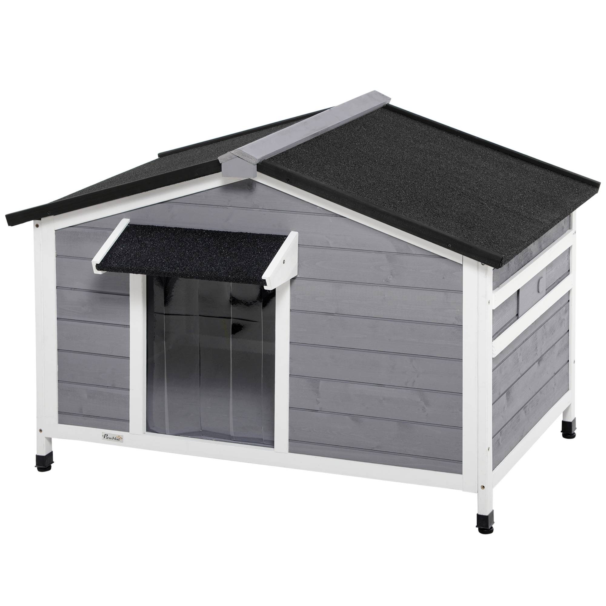 Niche chien extérieur Bois sapin Cottage Fenêtres Toit ouvrant 109x79x72cm Gris - ComfortXL Outdoor Living - Image 2