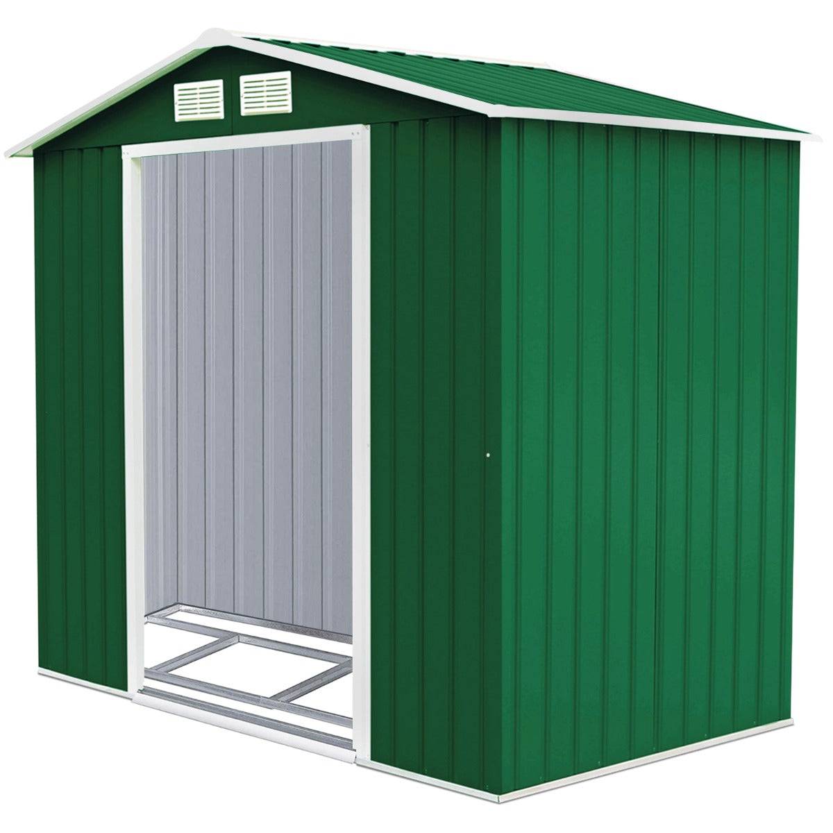 Abri de jardin en métal 213 x 127 x 185 cm pour rangement d'outils avec circulation d'air moderne en métal vert