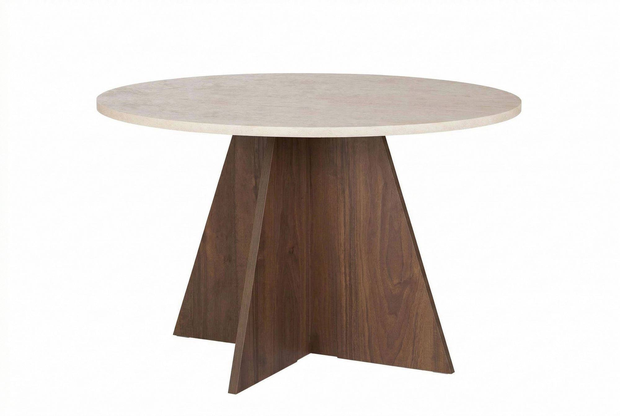 Habitat Et Jardin - Table à Manger En Bois "virella" - 120 X 120 X 75 Cm - Travertin -hanah Home - Image 3