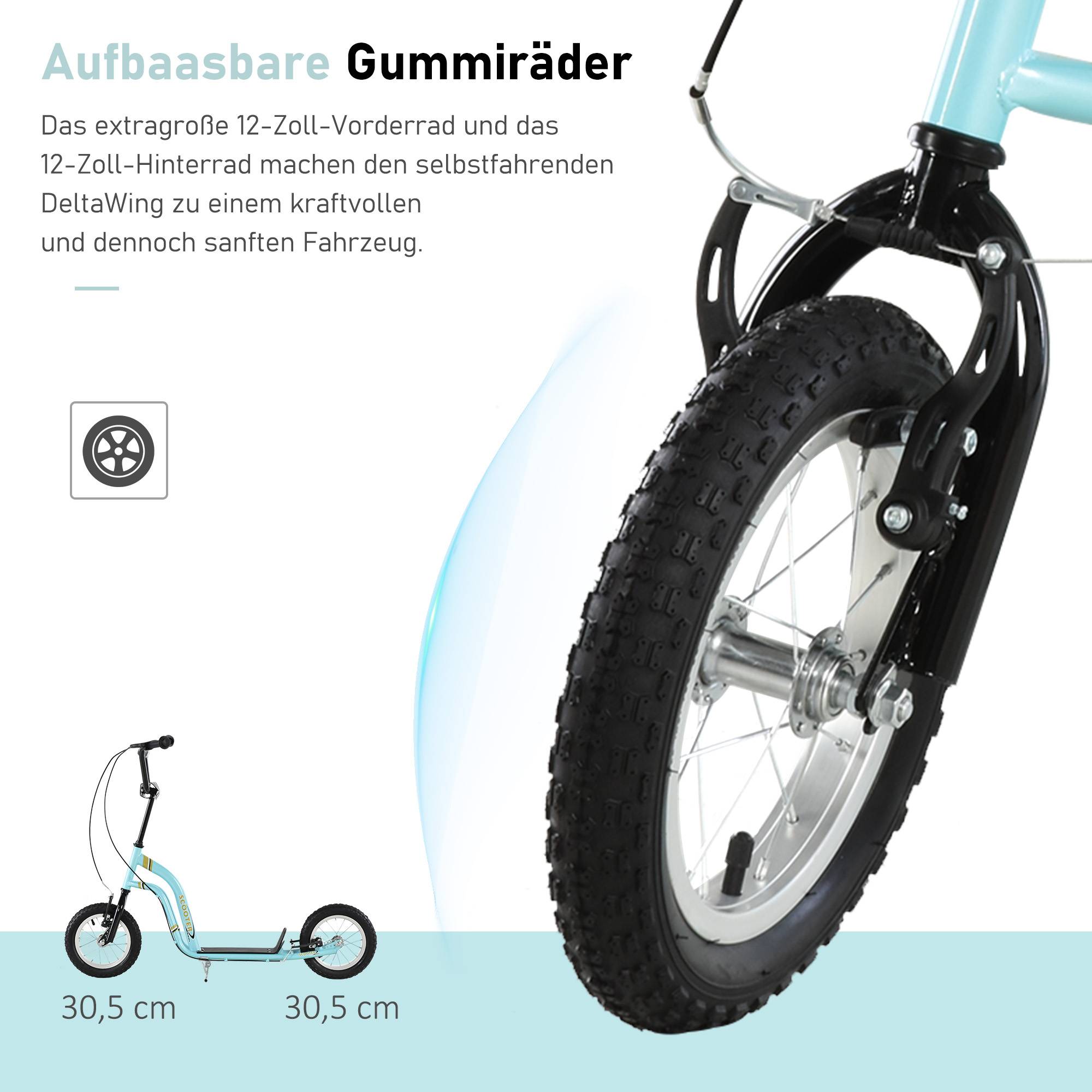 Sans Marque - Trotinette dès 5 ans, cityroller enfant, aluminium, 120x58x85-95 cm, bleu clair - Image 8