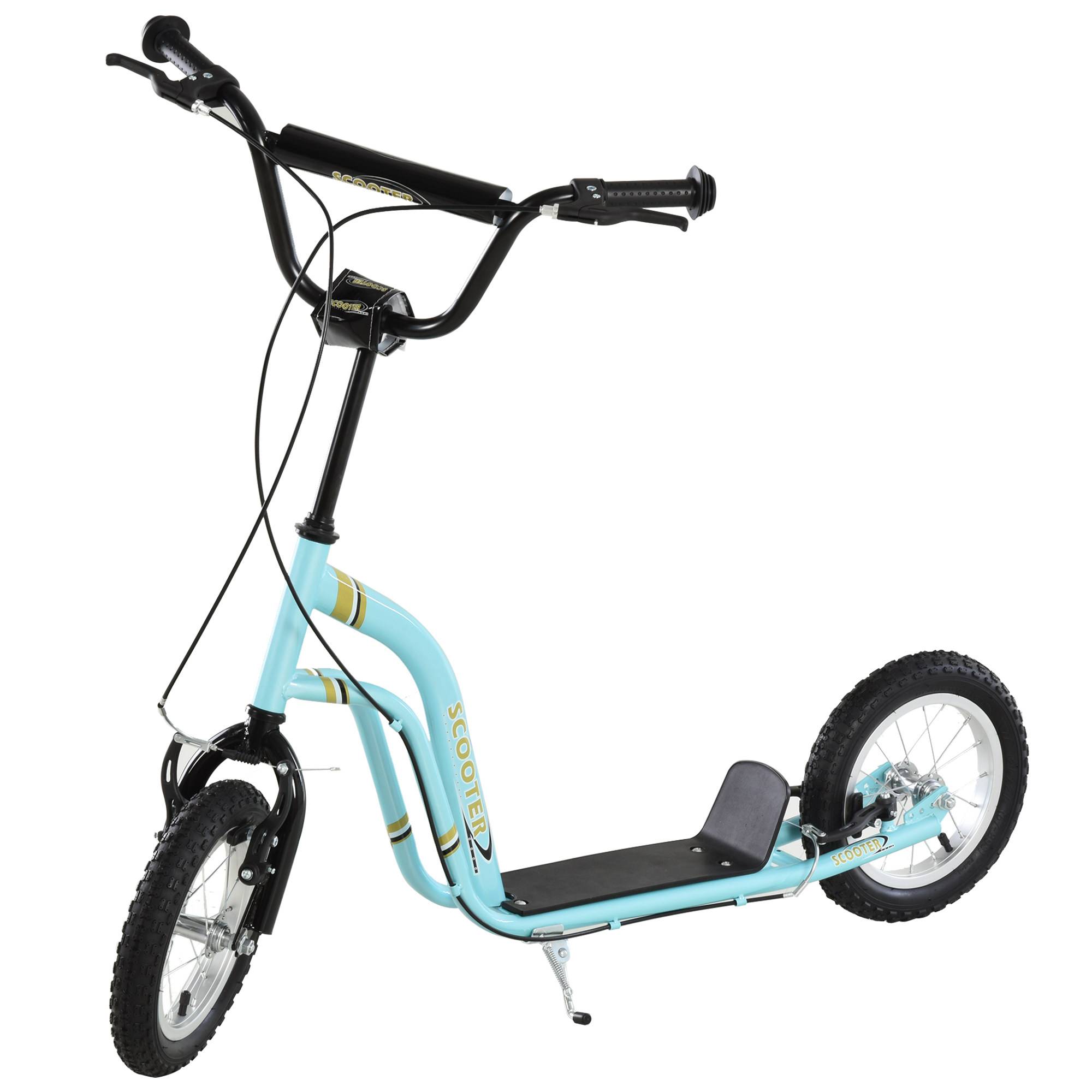 Sans Marque - Trotinette dès 5 ans, cityroller enfant, aluminium, 120x58x85-95 cm, bleu clair - Image 1