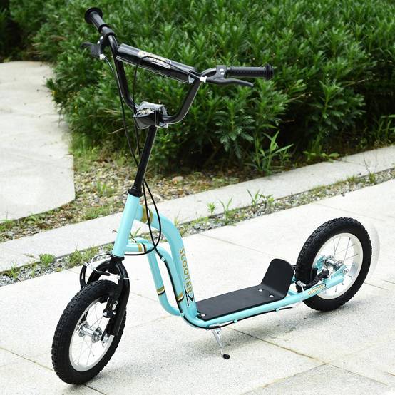 Sans Marque - Trotinette dès 5 ans, cityroller enfant, aluminium, 120x58x85-95 cm, bleu clair - Image 3