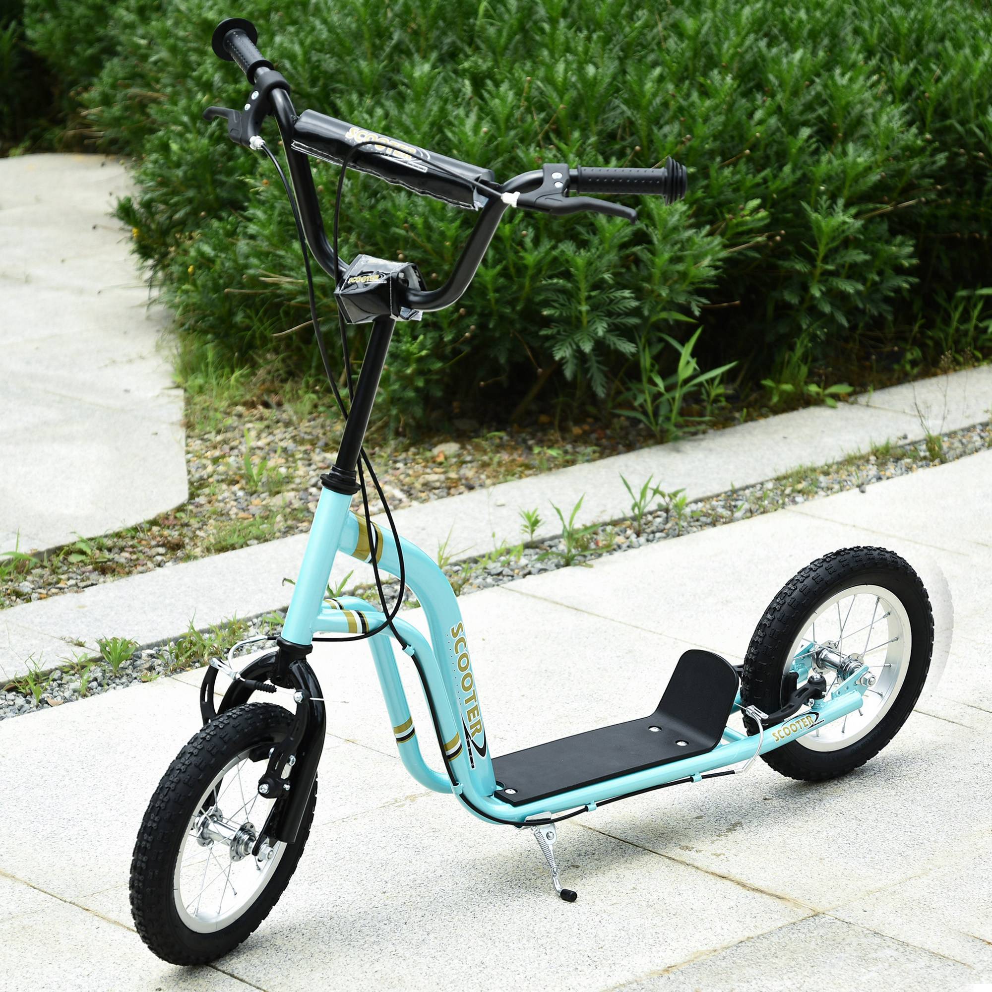 Sans Marque - Trotinette dès 5 ans, cityroller enfant, aluminium, 120x58x85-95 cm, bleu clair - Image 3