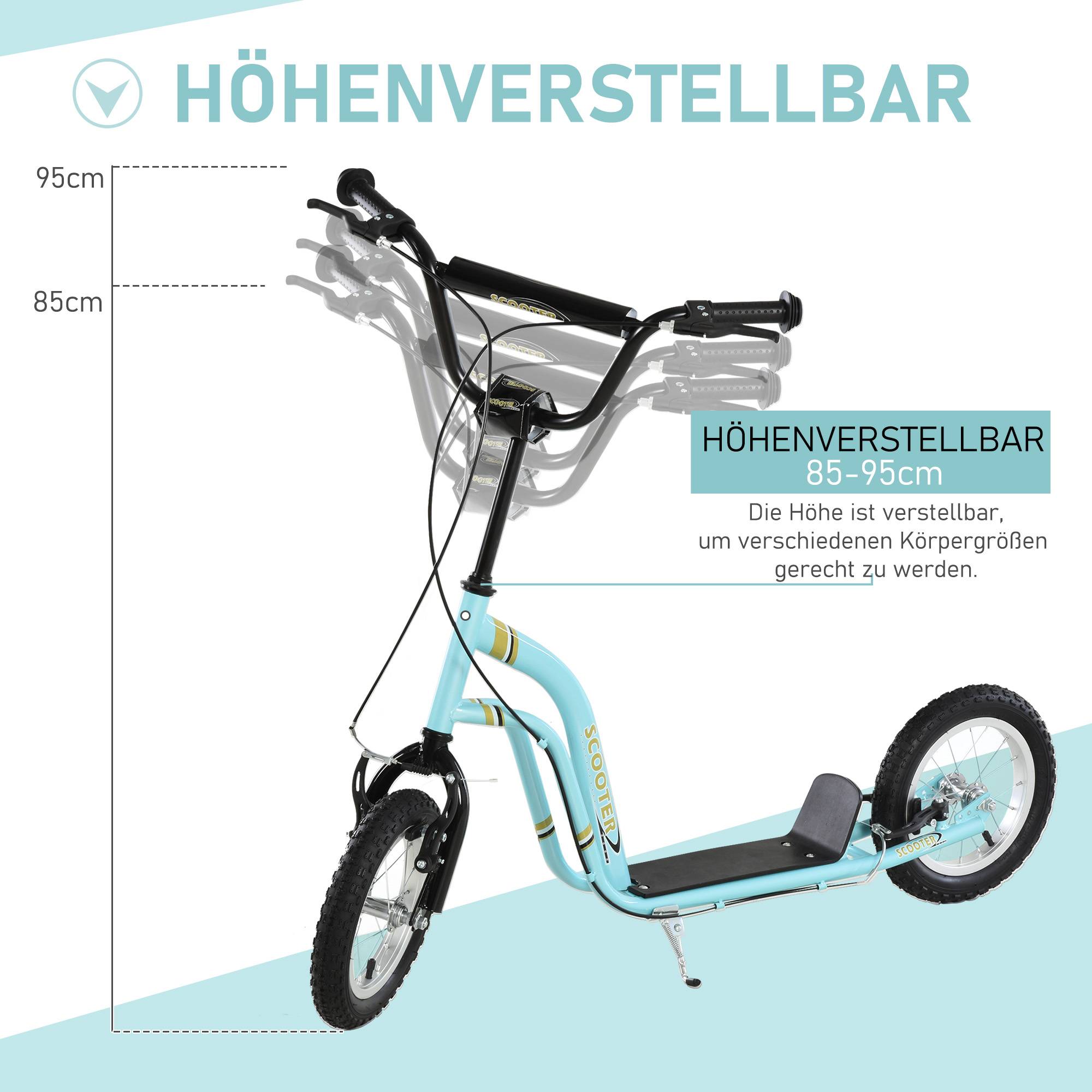 Sans Marque - Trotinette dès 5 ans, cityroller enfant, aluminium, 120x58x85-95 cm, bleu clair - Image 7