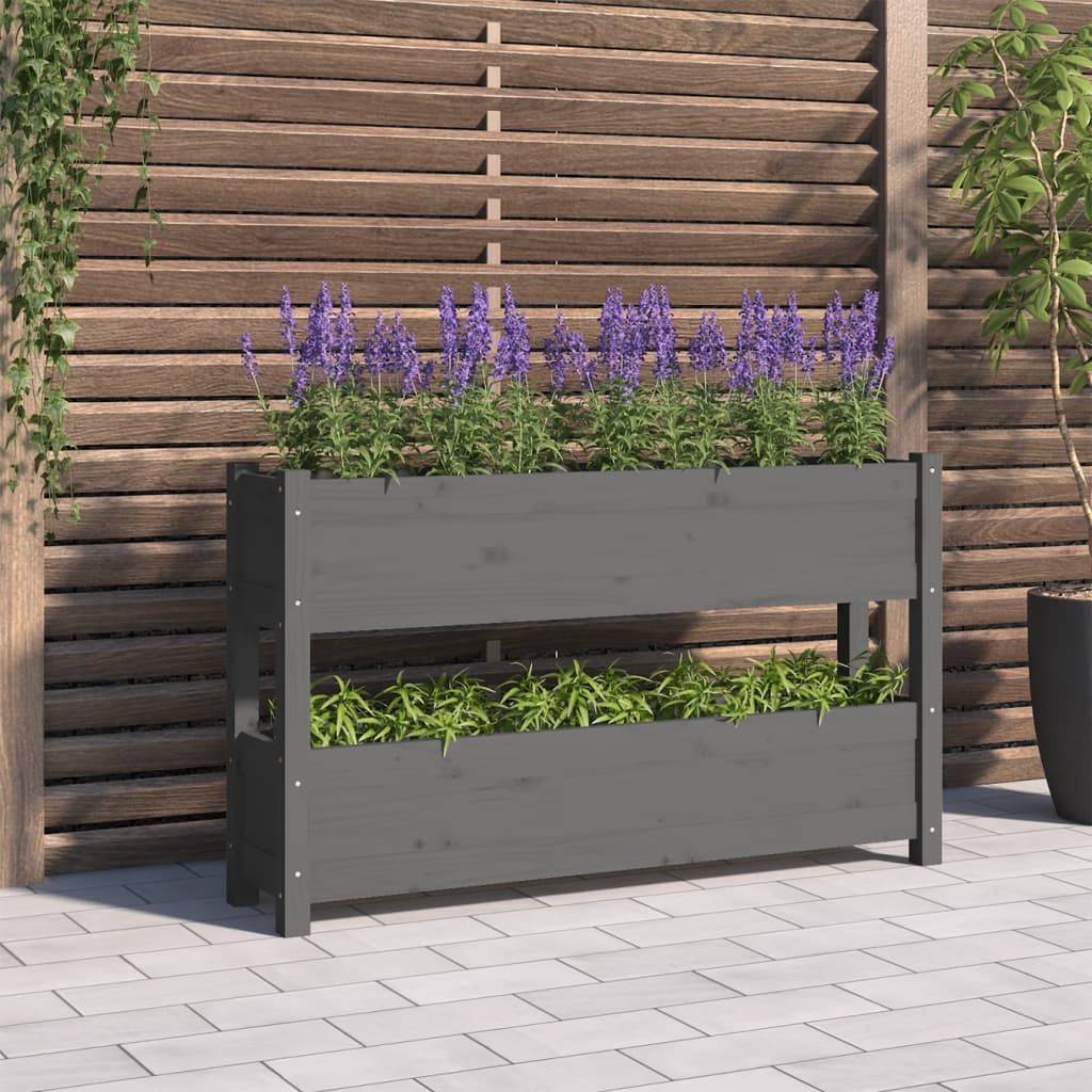 Vidaxl - Jardinière Gris 112x25x66 cm Bois massif de pin vidaXL 823929 - Image 1