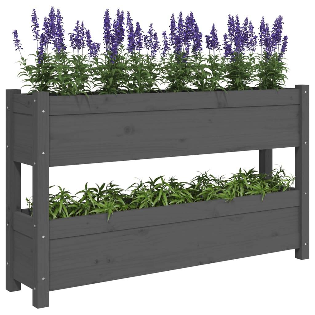 Vidaxl - Jardinière Gris 112x25x66 cm Bois massif de pin vidaXL 823929 - Image 5