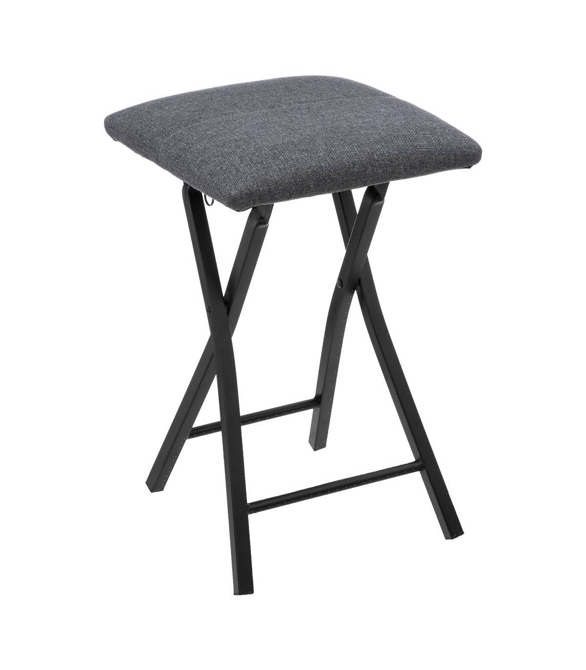 Tabouret pliant Gris Foncé et Métal Noir - Image 1