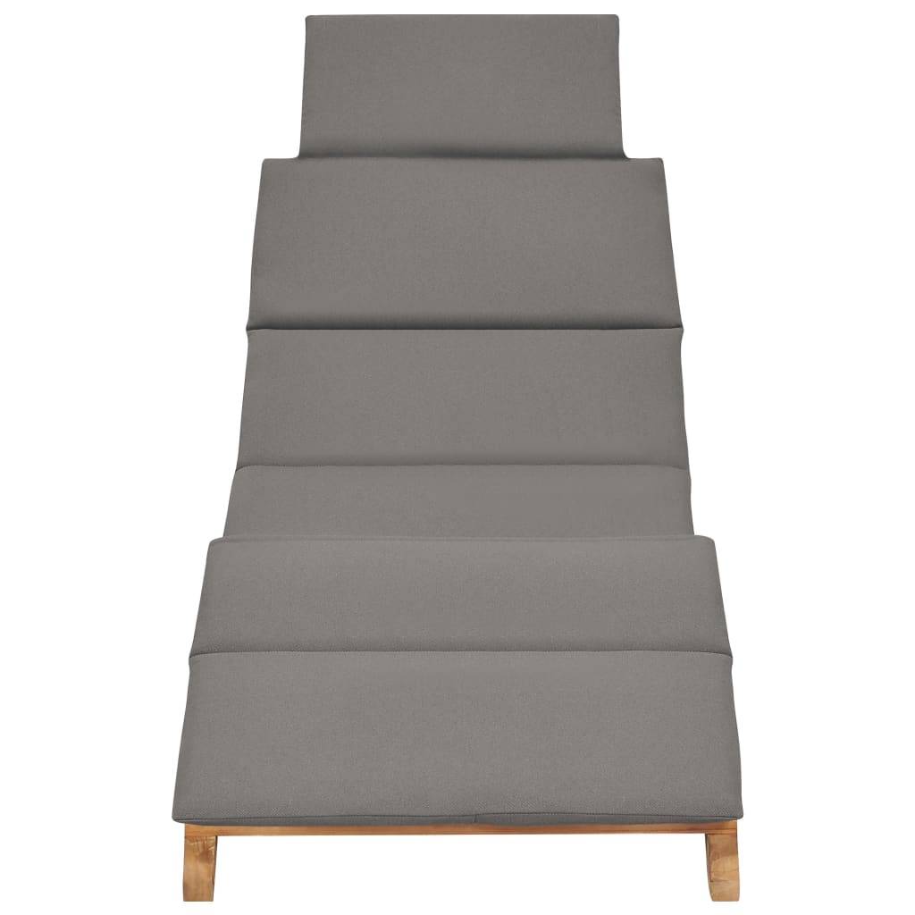 Helloshop26 - Transat chaise longue bain de soleil lit de jardin terrasse meuble d'extérieur pliable avec coussin gris foncé bois de teck - Image 2