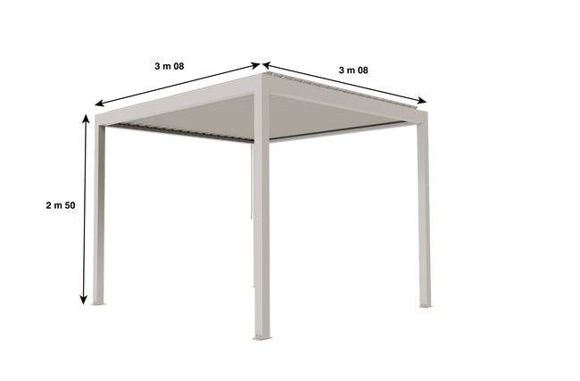 Pergola Bioclimatique Aluminium Autoportante Blanc 3x3 Manuelle S ORIAL France - Image 2