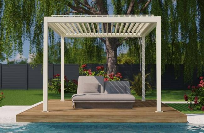 Pergola Bioclimatique Aluminium Autoportante Blanc 3x3 Manuelle S ORIAL France - Image 3