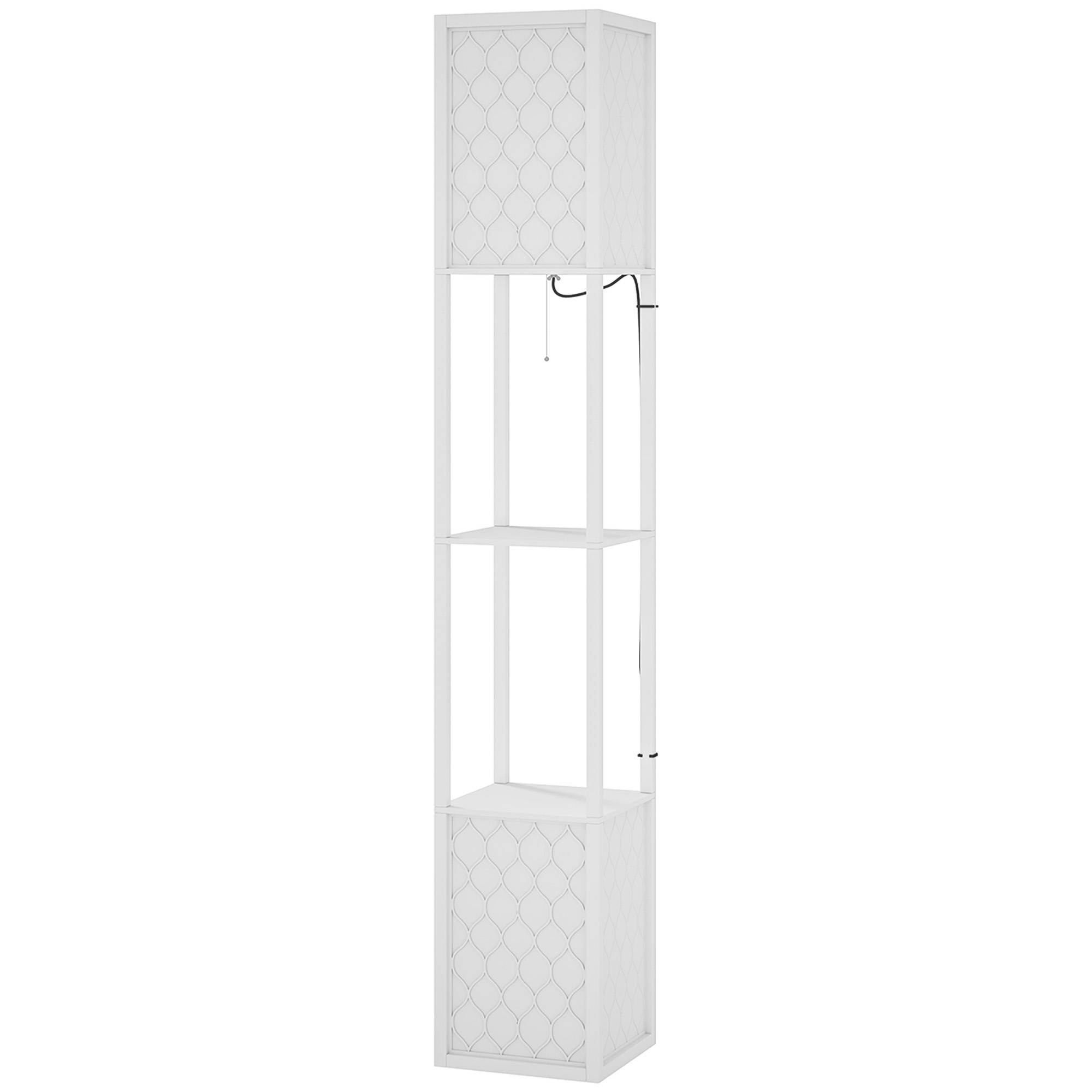 Lampadaire blanc à étagères murales interrupteur mural 26 × 26 × 156 cm salon et chambre - Image 2