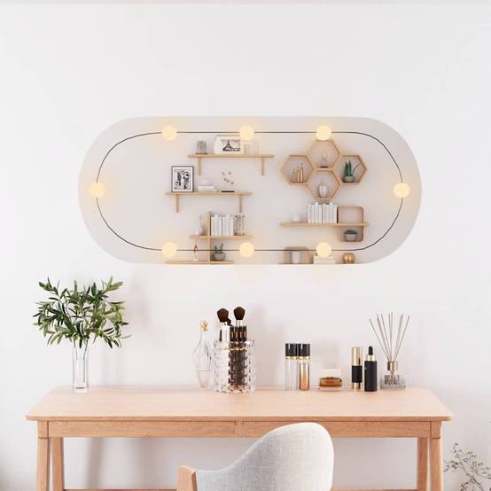 Miroir mural avec lumières LED 25x60 cm verre ovale Maison Chic - Image 3