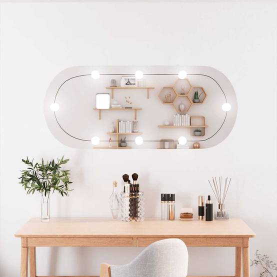 Miroir mural avec lumières LED 25x60 cm verre ovale Maison Chic - Image 2